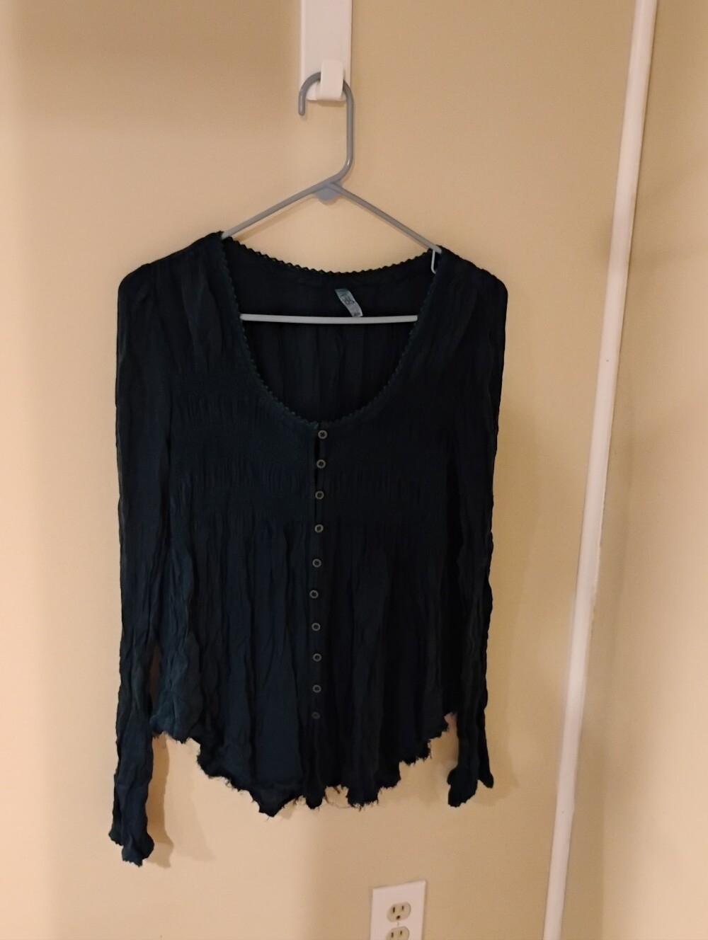 Free People Womens Blue Bird Buttoned Top Sz S